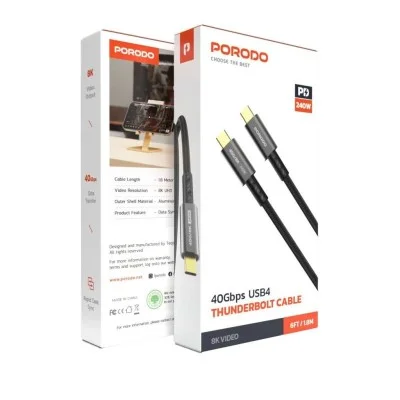 Porodo 40Gbps Usb4 Thunderbolt Cable 6Ft/1.8M